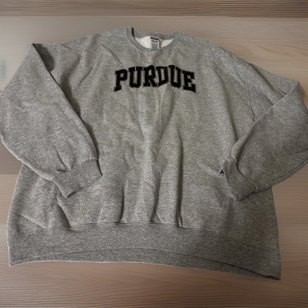 Purdue University Sweatshirt Men's 2XL Gray Jerzees NuBlend Crewneck Pullover